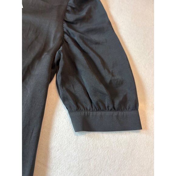 Halston Womens Black Button-Up Blouse L - - Picture 7 of 15